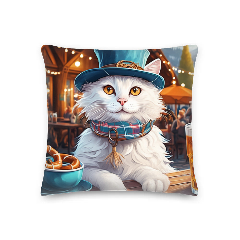 PugMug Custom White Companion Cat Premium Pillow