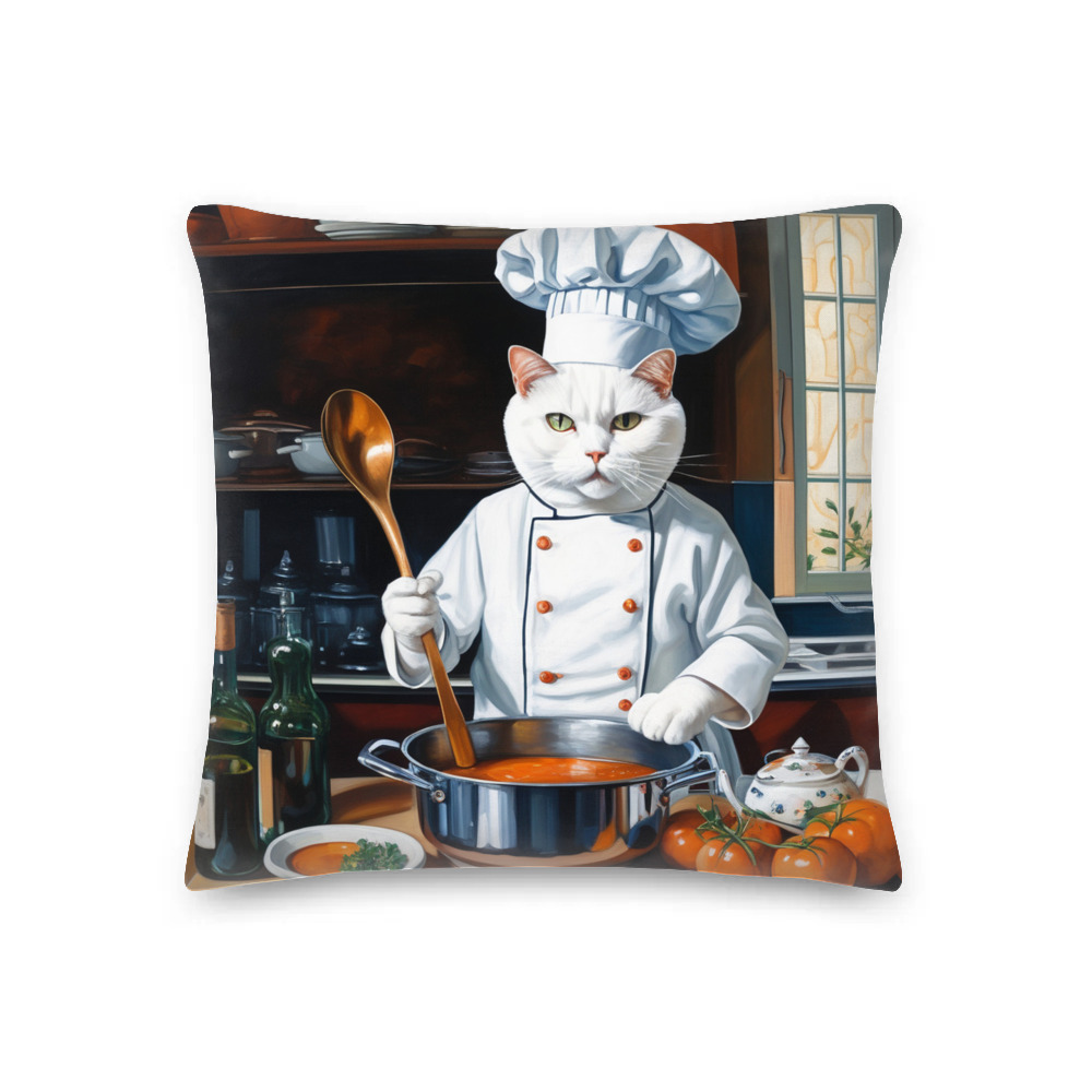 PugMug Custom White Companion Cat Premium Pillow