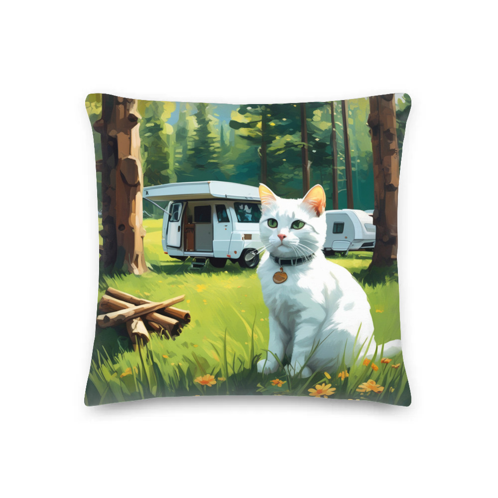 PugMug Custom White Companion Cat Premium Pillow
