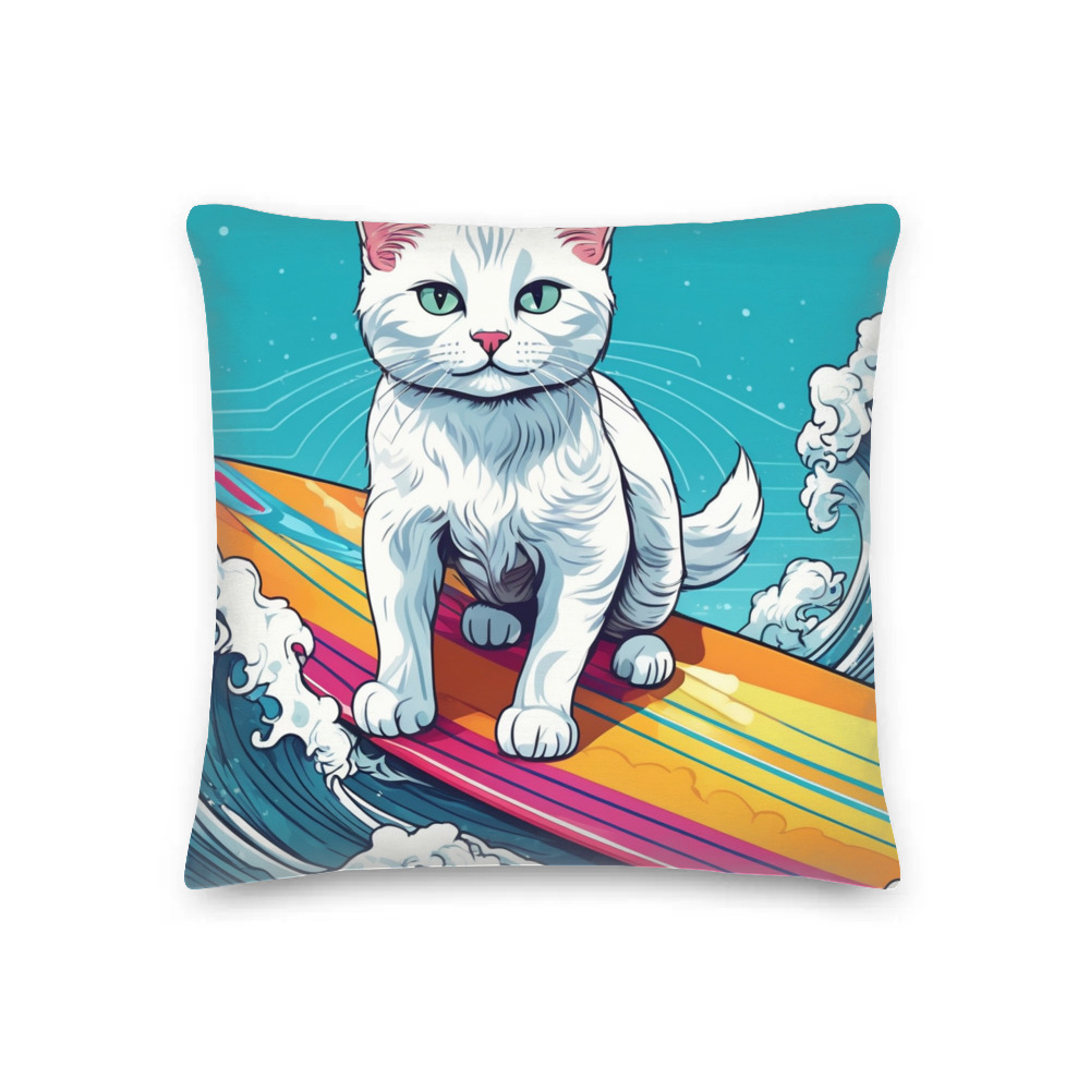 PugMug Custom White Companion Cat Premium Pillow