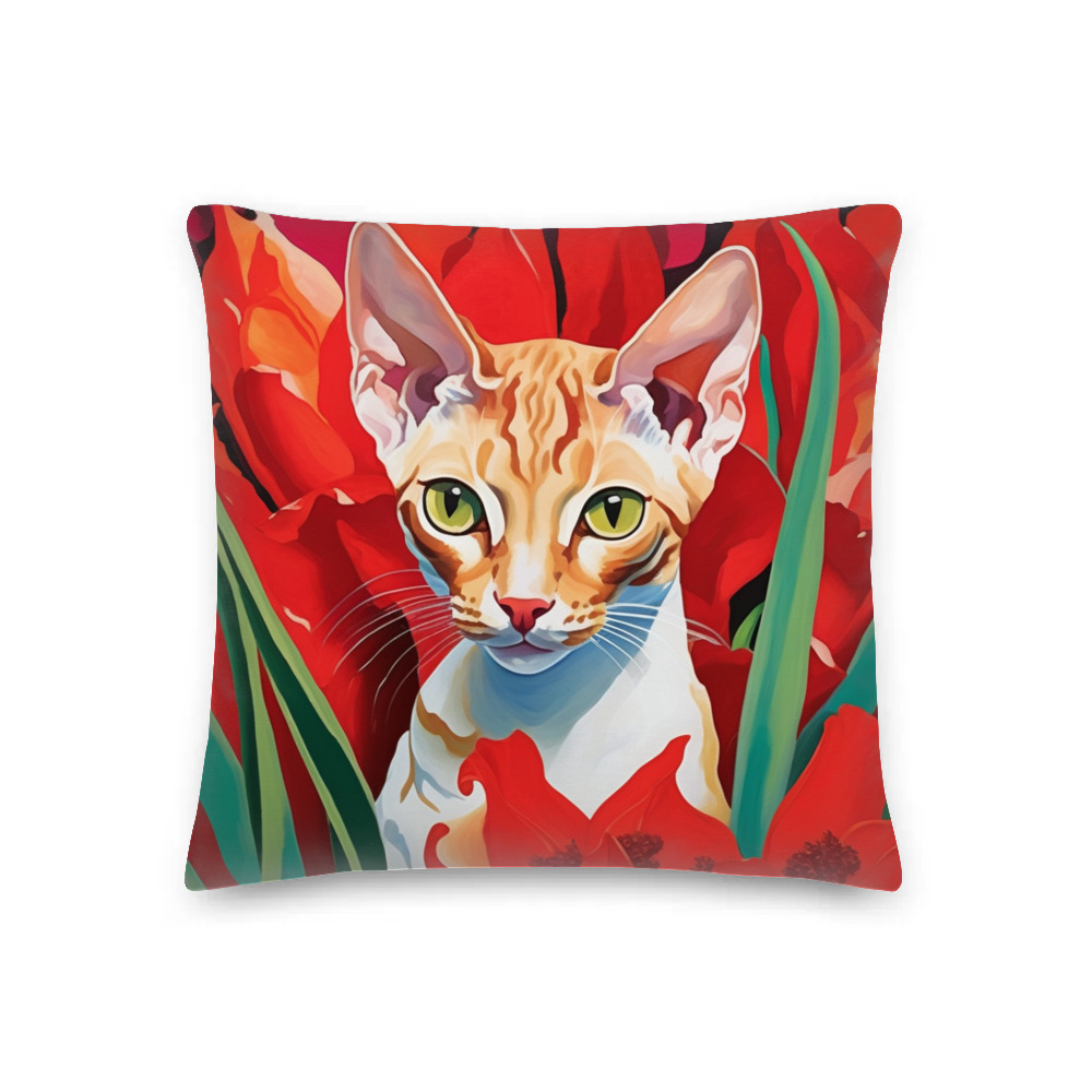 PugMug Custom Tabby Devon Rex Cat Premium Pillow
