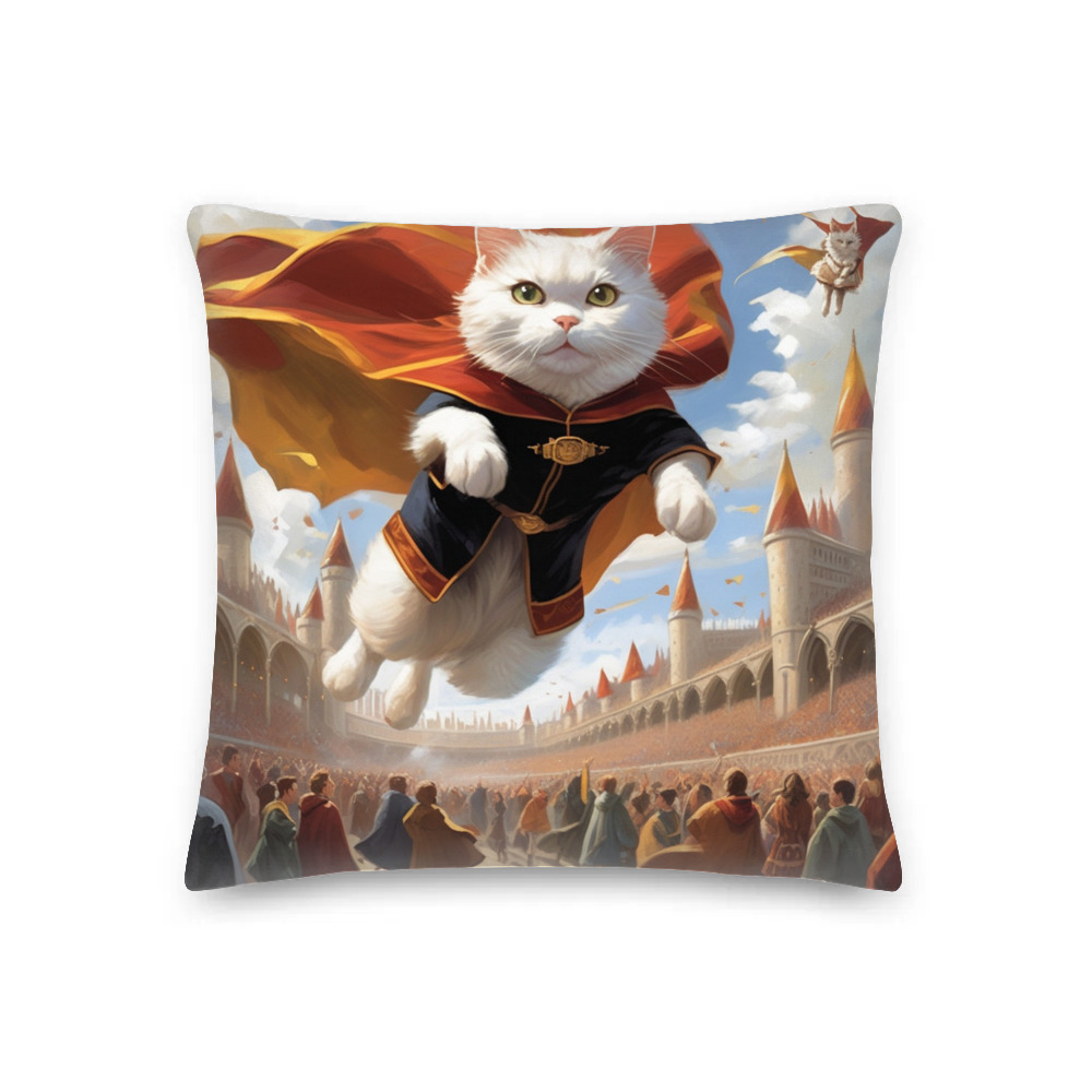 PugMug Custom White Companion Cat Premium Pillow