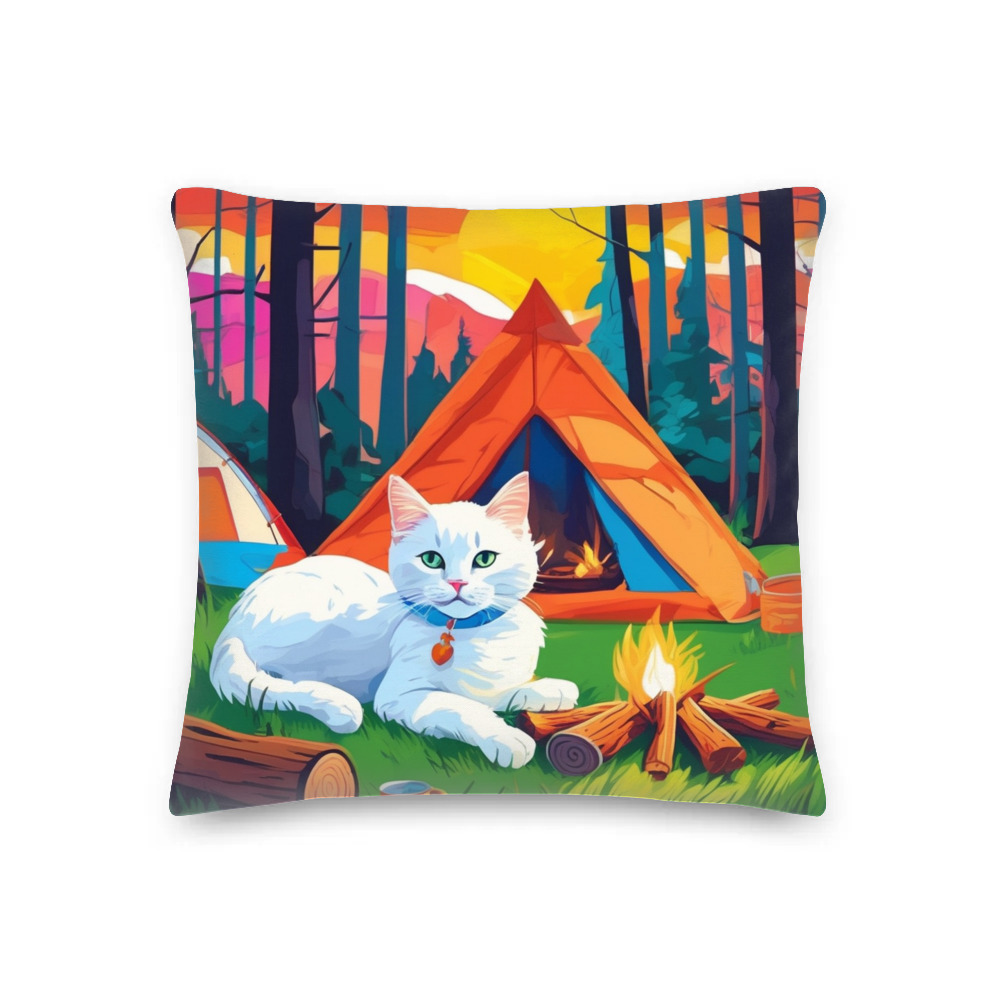 PugMug Custom White Companion Cat Premium Pillow