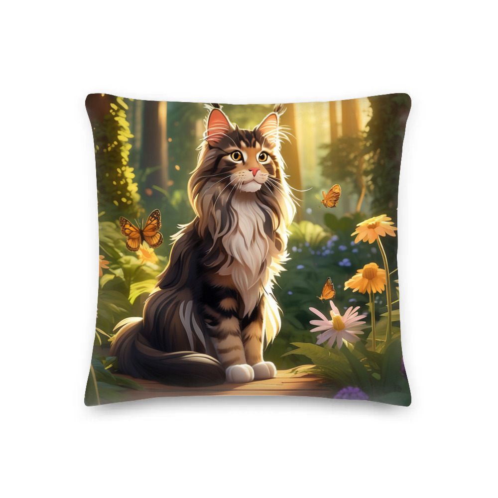 PugMug Custom Tabby Maine Coon Cat Premium Pillow