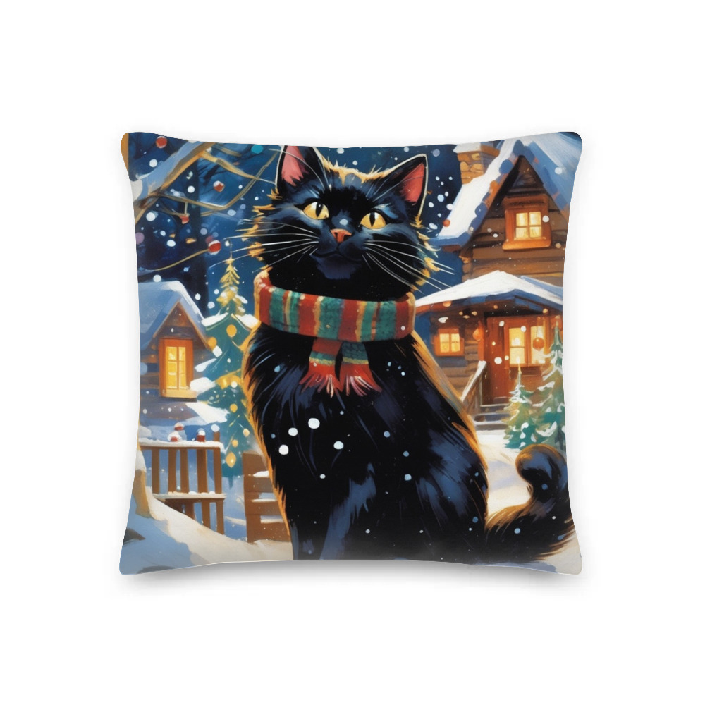 PugMug Custom Black Companion Cat Premium Pillow