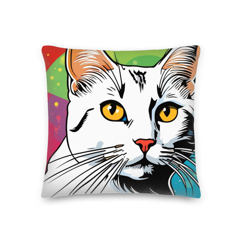 PugMug Custom White Companion Cat Premium Pillow