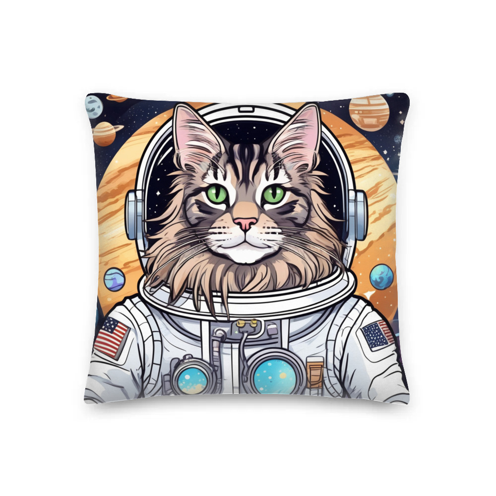 PugMug Custom Tabby Maine Coon Cat Premium Pillow