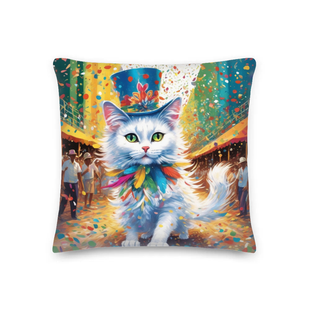 PugMug Custom White Companion Cat Premium Pillow