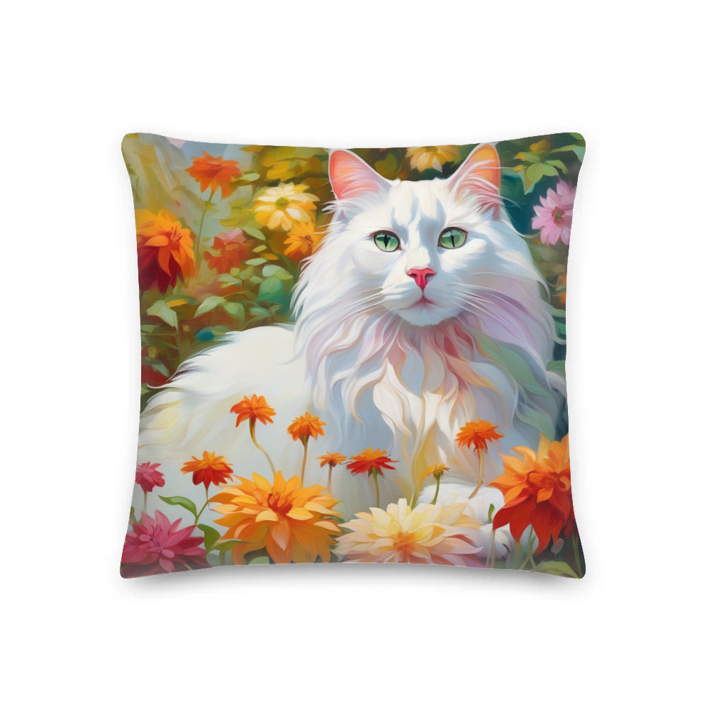 PugMug Custom White Companion Cat Premium Pillow