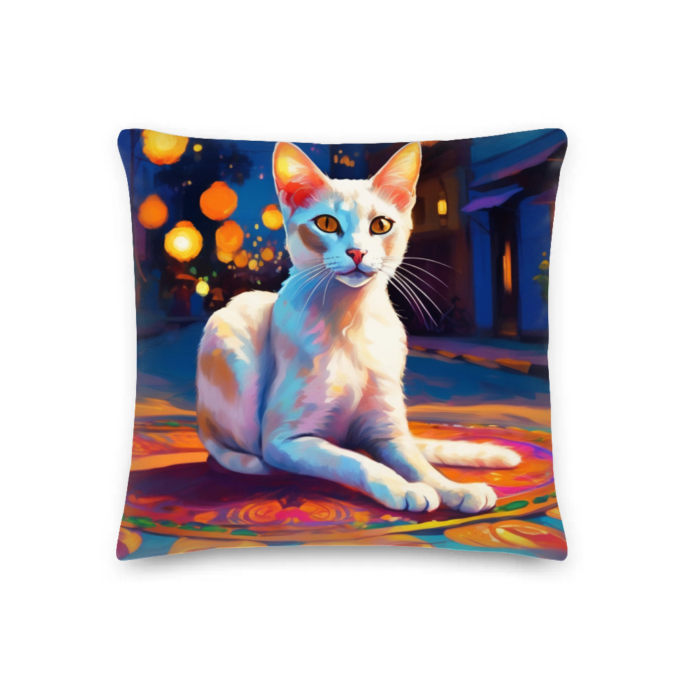 PugMug Custom White Abyssinian Cat Premium Pillow
