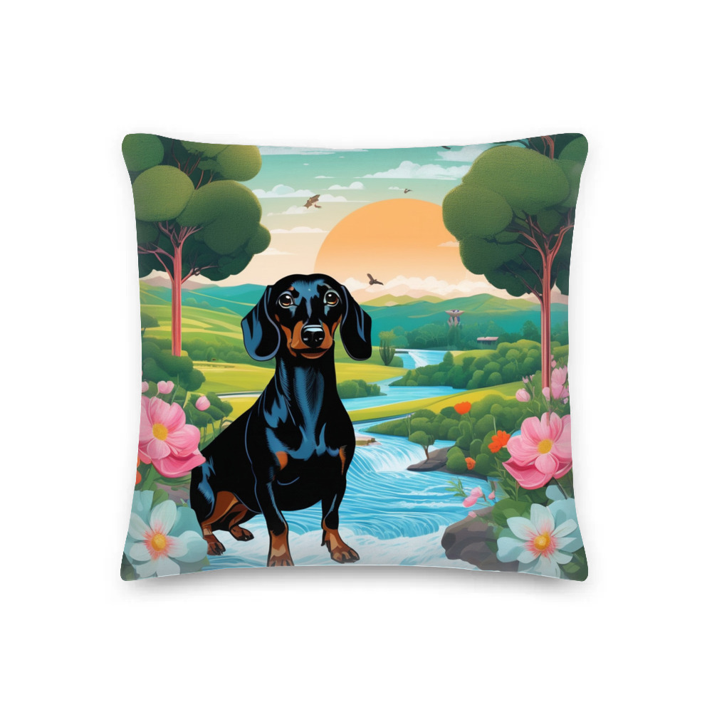 PugMug Custom Black Dachshund Premium Pillow
