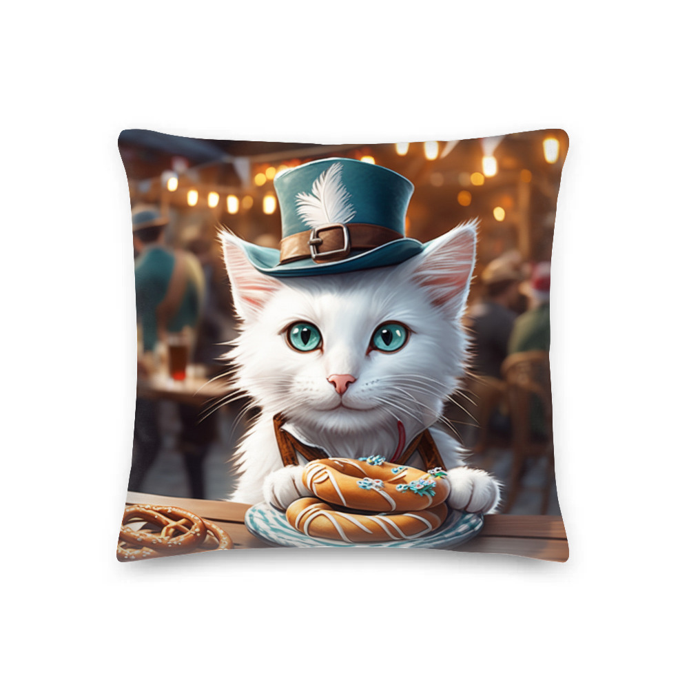 PugMug Custom White Companion Cat Premium Pillow