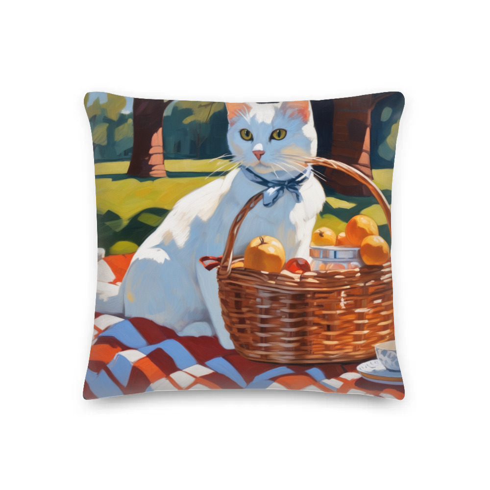 PugMug Custom White Companion Cat Premium Pillow