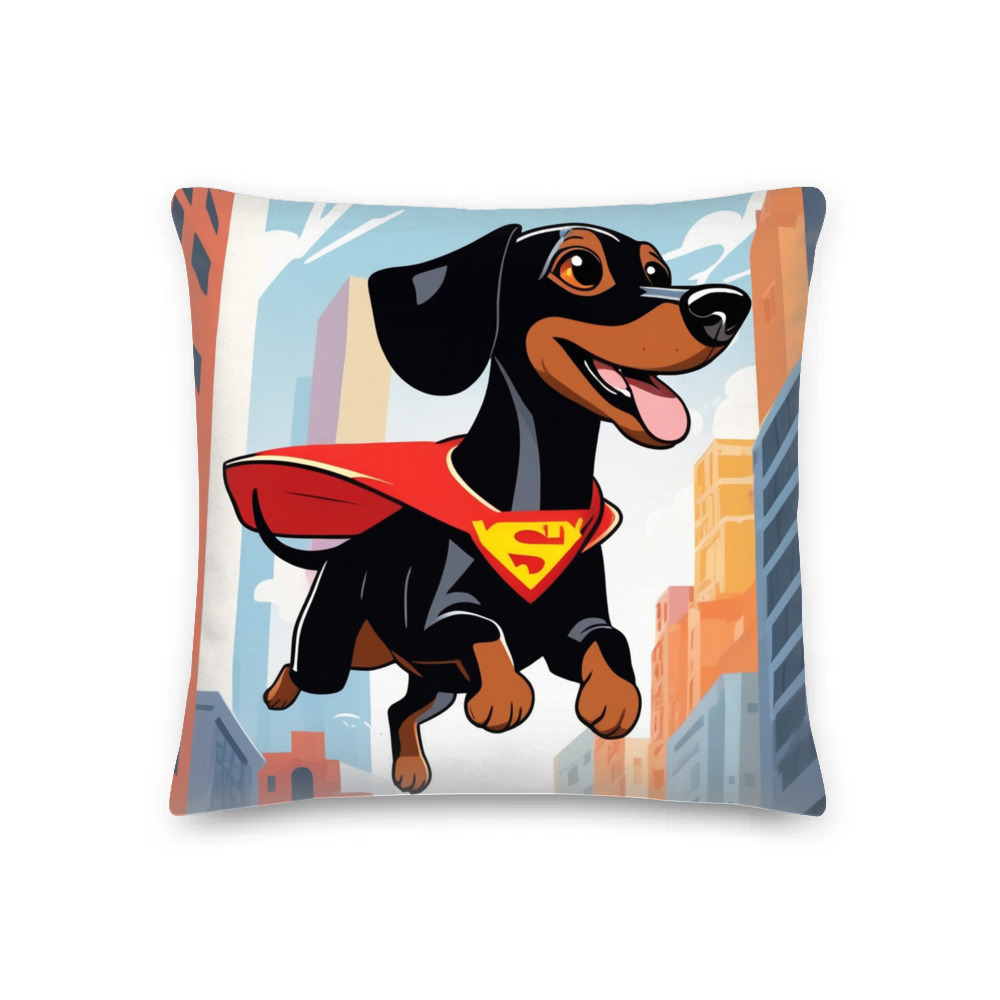 PugMug Custom Black Dachshund Premium Pillow