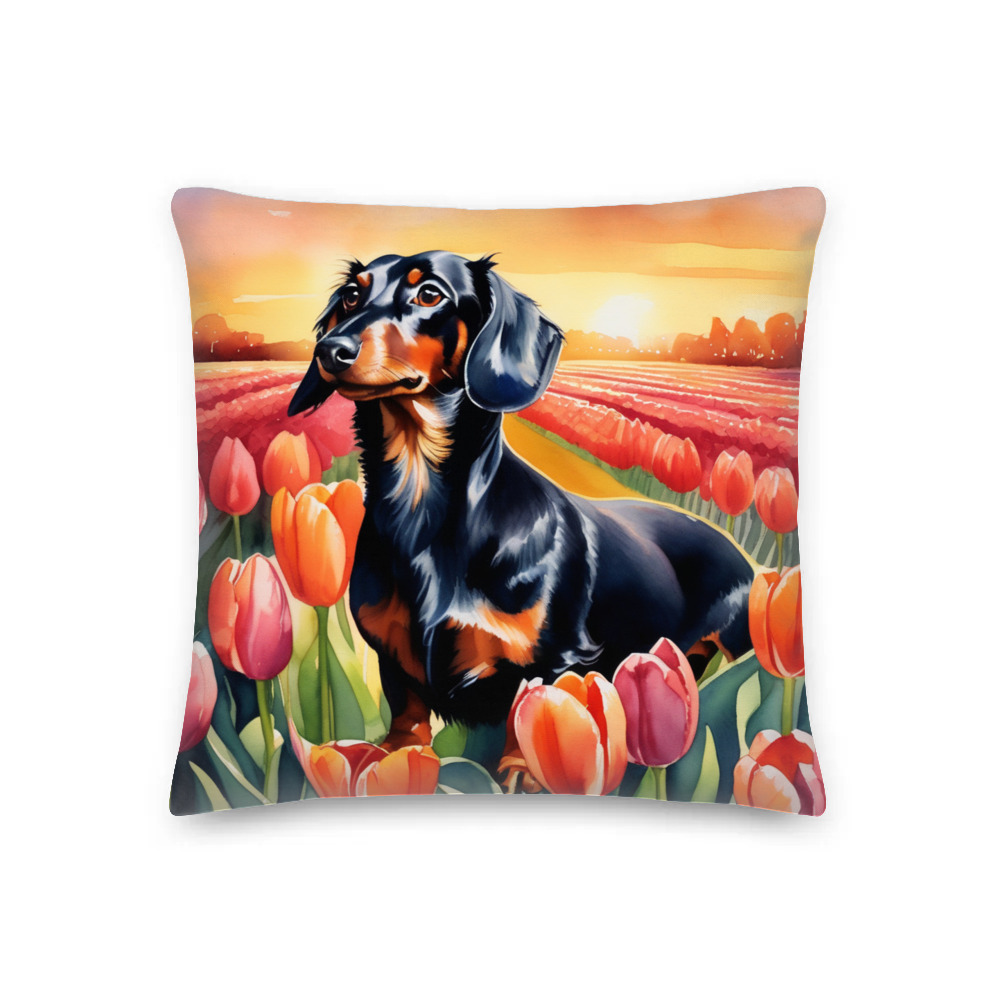 PugMug Custom Black Dachshund Premium Pillow