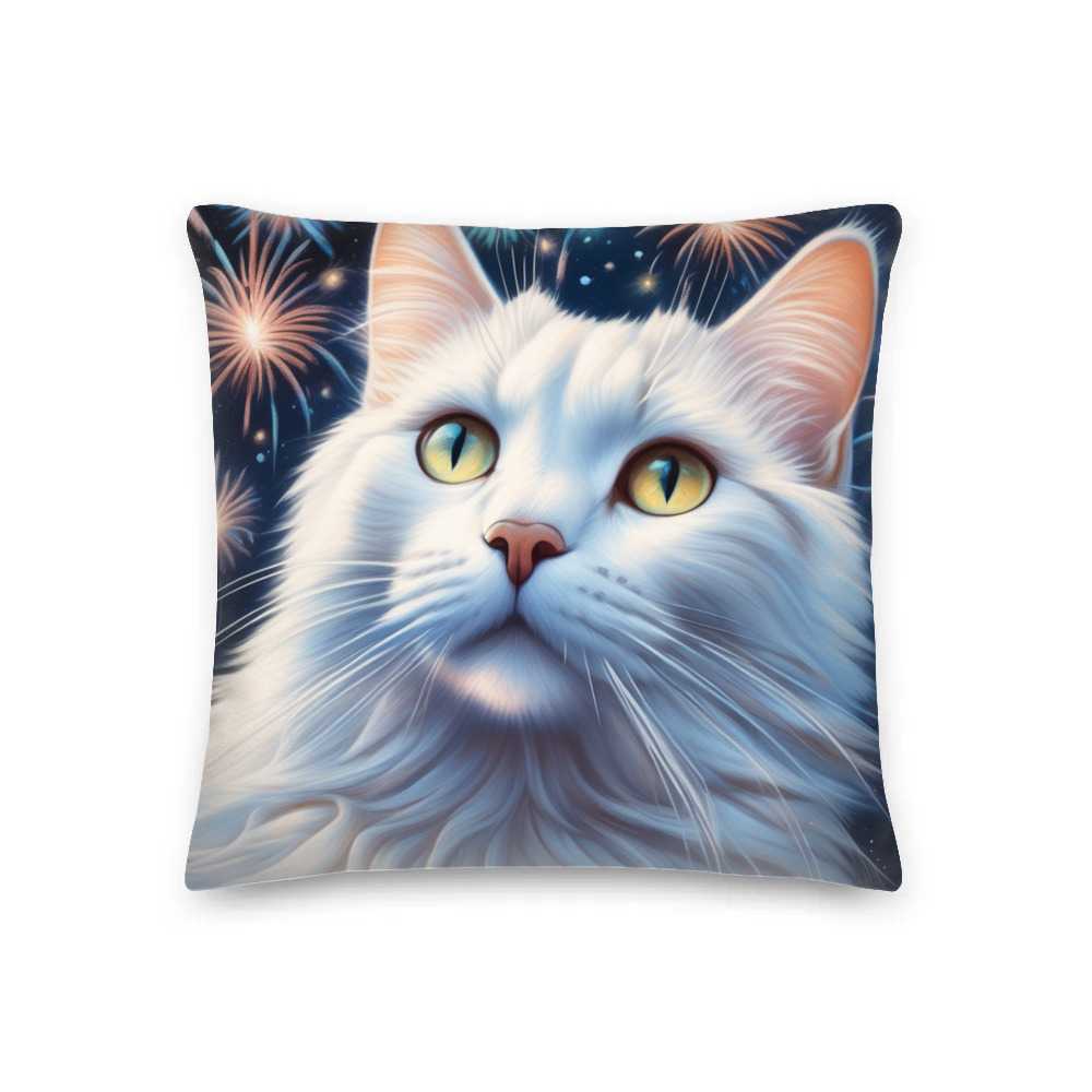 PugMug Custom White Companion Cat Premium Pillow