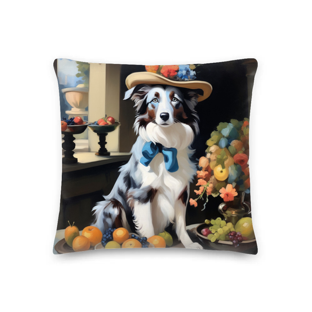 PugMug Custom Blue Merle Border Collie Premium Pillow