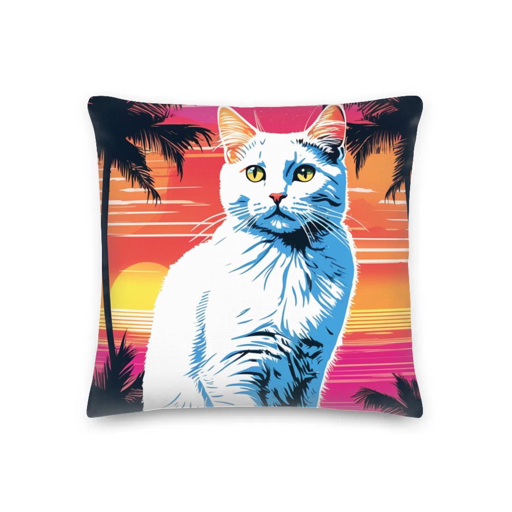 PugMug Custom White Companion Cat Premium Pillow