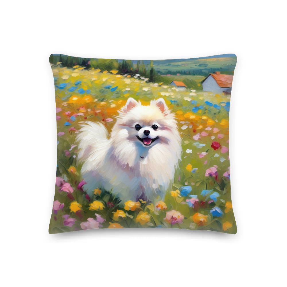 PugMug Custom White Pomeranian Premium Pillow