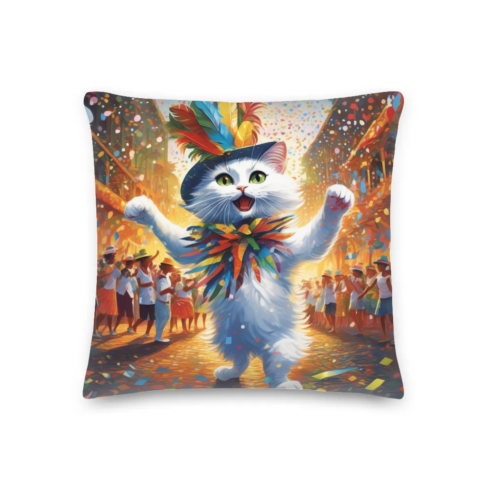 PugMug Custom White Companion Cat Premium Pillow