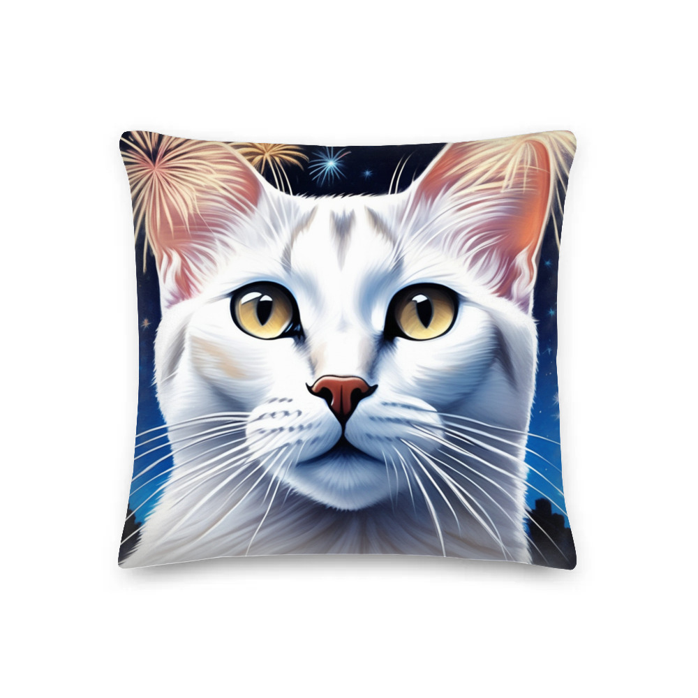 PugMug Custom White Abyssinian Cat Premium Pillow