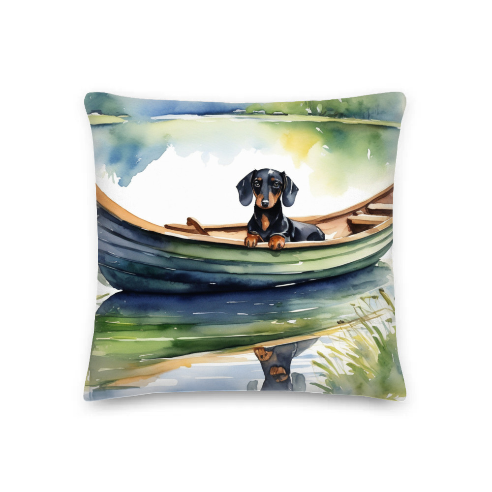 PugMug Custom Black Dachshund Premium Pillow