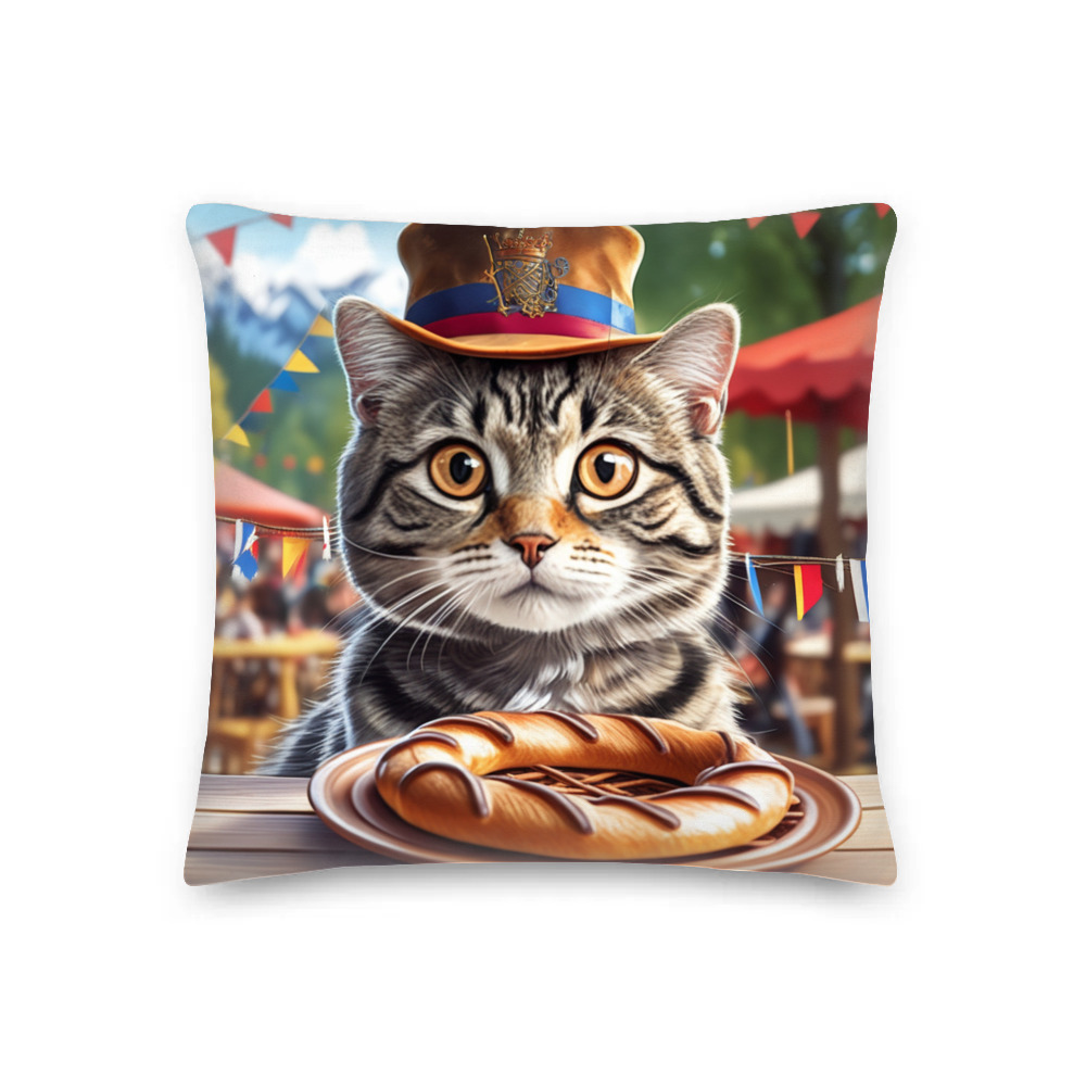 PugMug Custom Tabby Scottish Fold Cat Premium Pillow