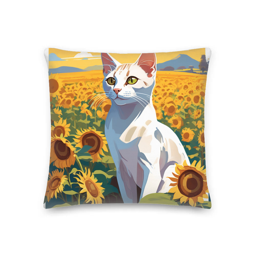 PugMug Custom White Abyssinian Cat Premium Pillow