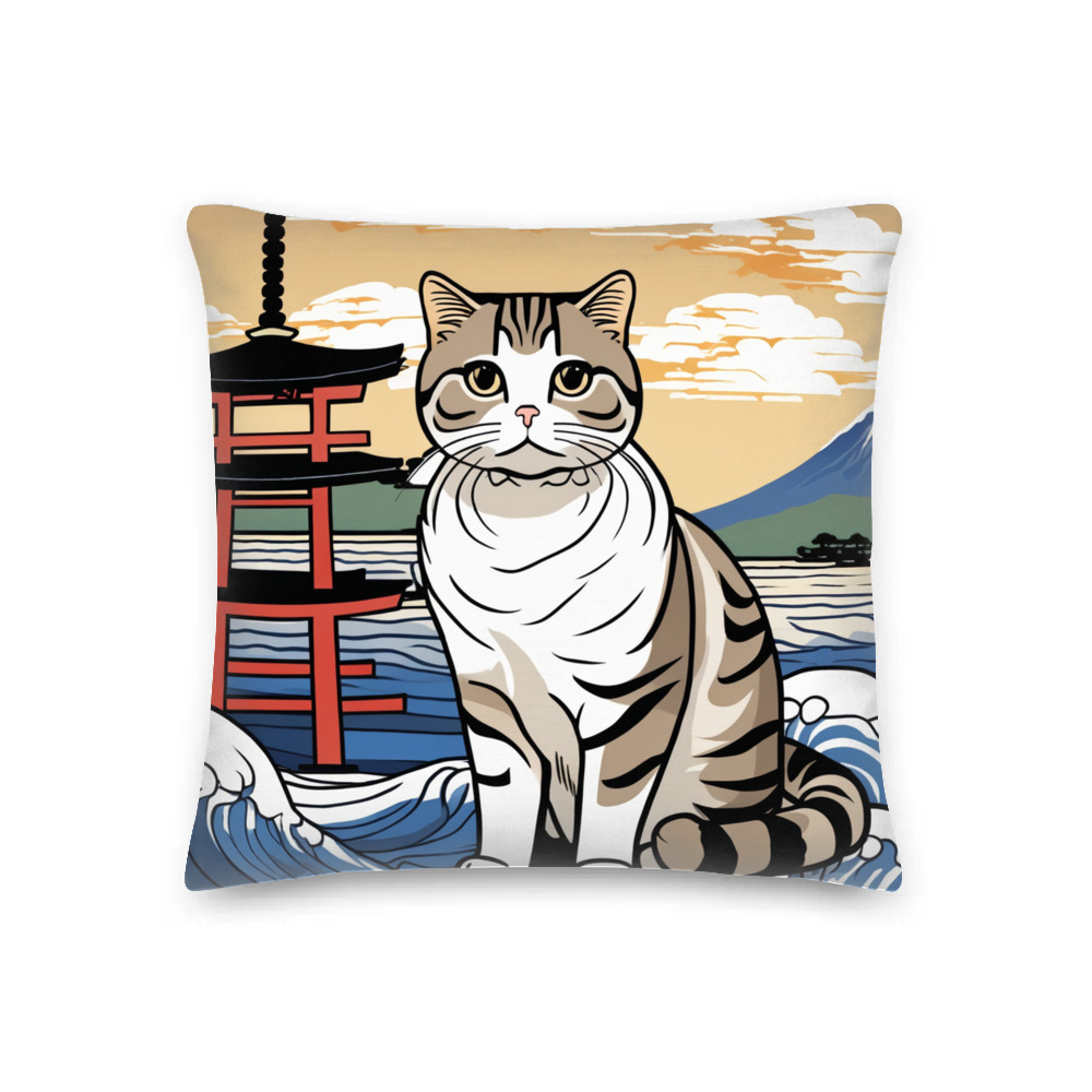 PugMug Custom Tabby Scottish Fold Cat Premium Pillow