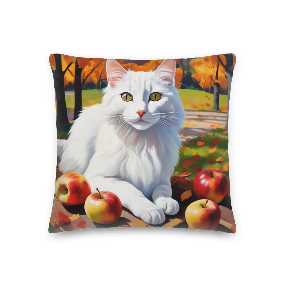 PugMug Custom White Companion Cat Premium Pillow
