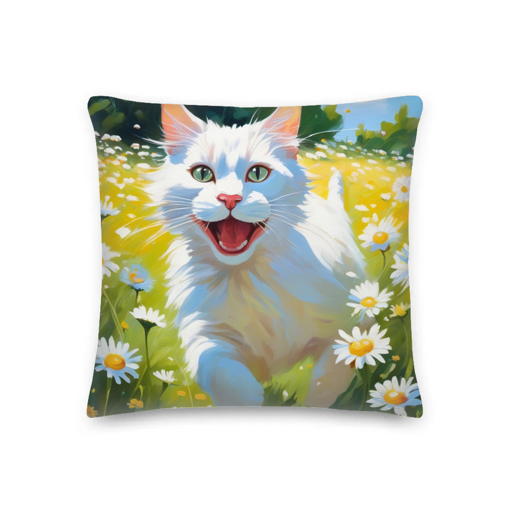 PugMug Custom White Companion Cat Premium Pillow