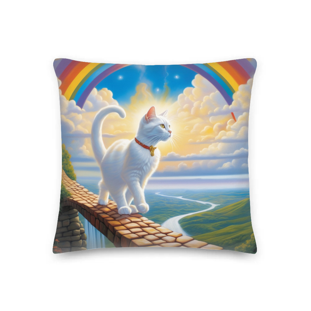 PugMug Custom White Companion Cat Premium Pillow