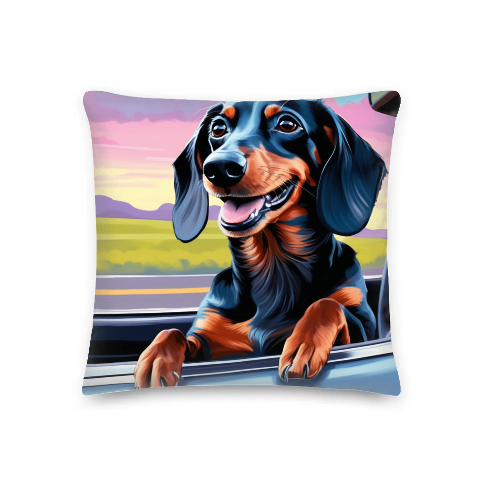 PugMug Custom Black Dachshund Premium Pillow