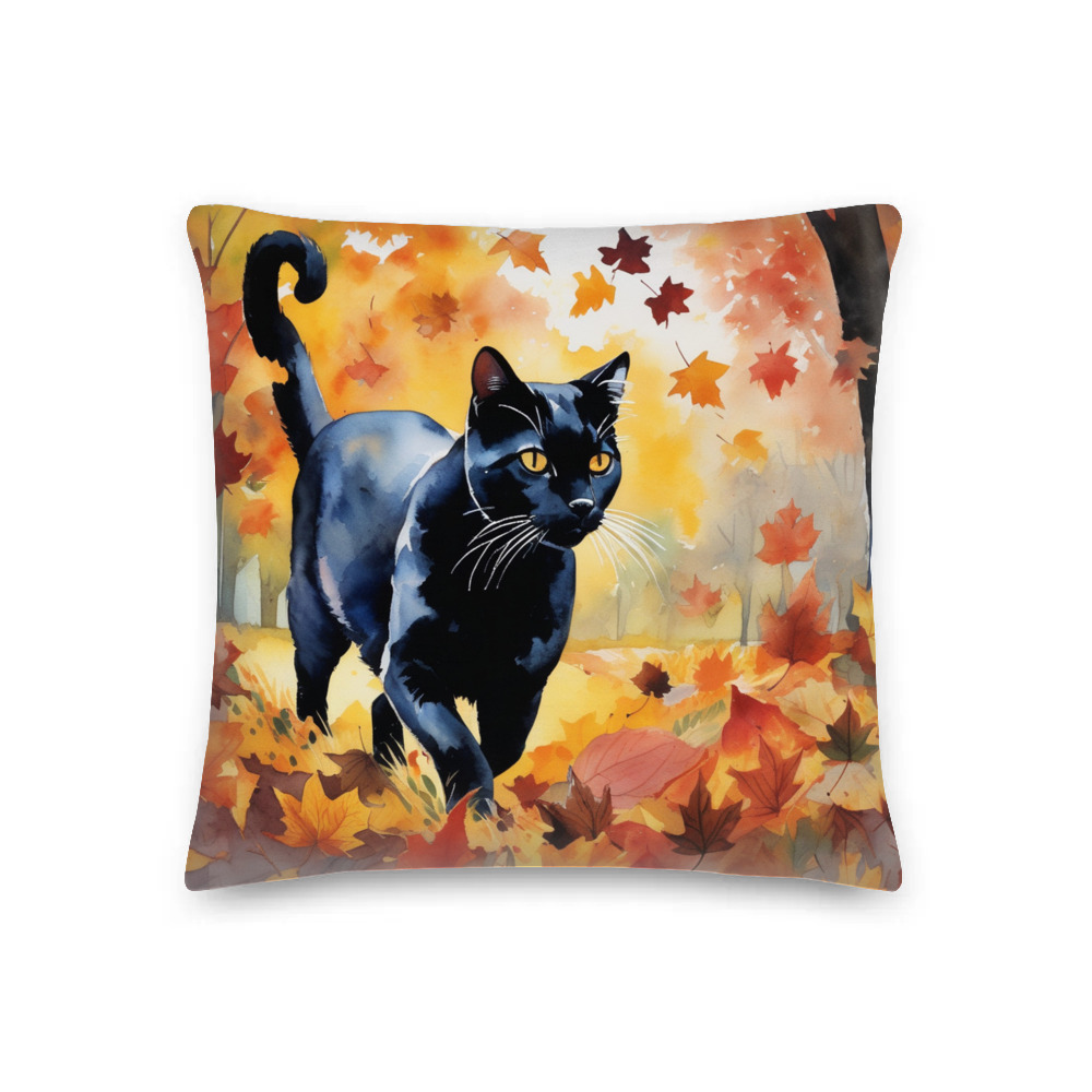 PugMug Custom Black Exotic Cat Premium Pillow
