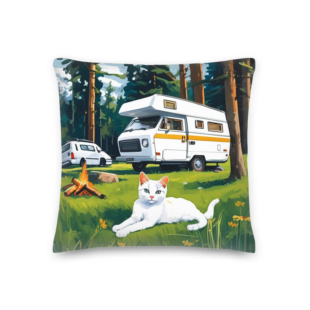 PugMug Custom White Companion Cat Premium Pillow