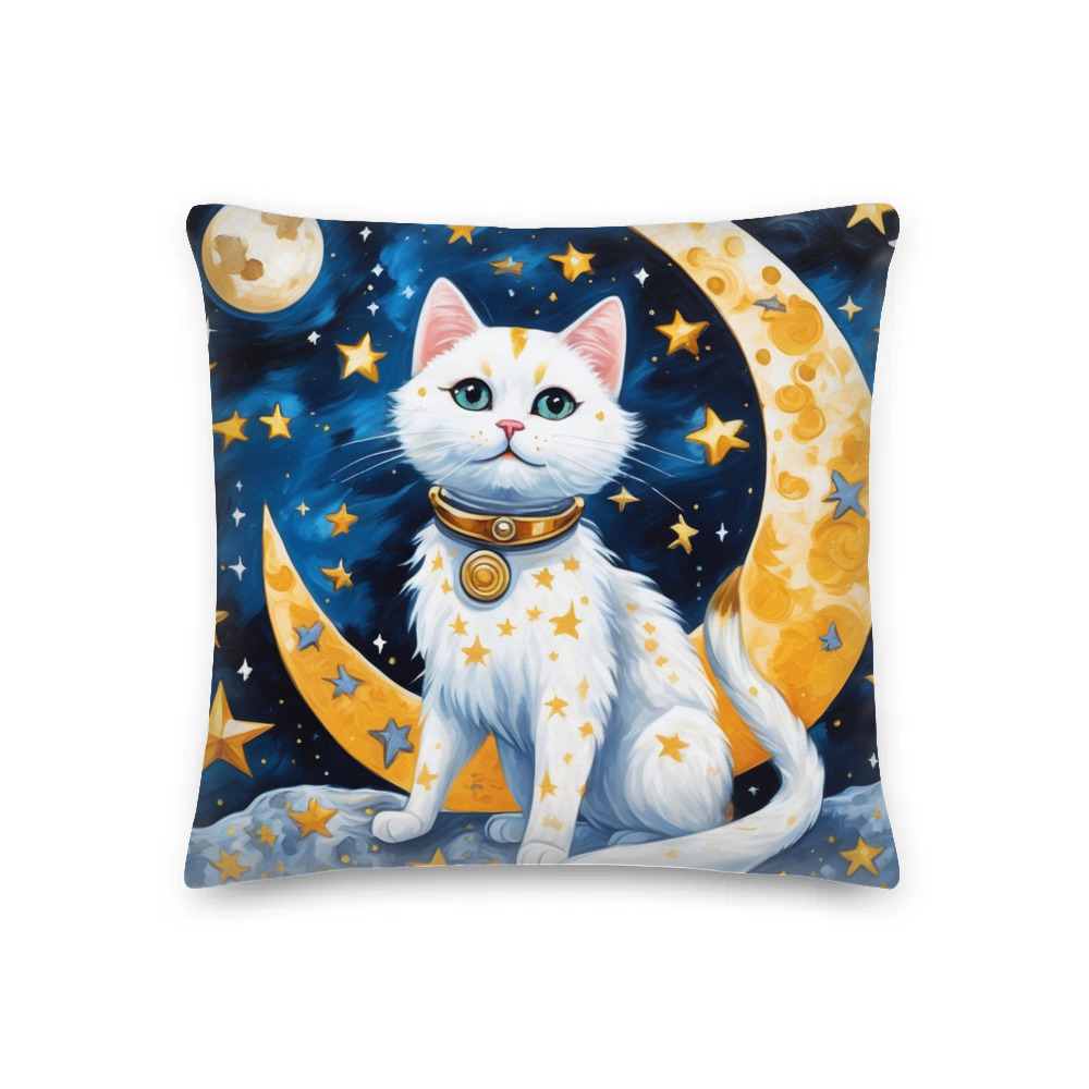 PugMug Custom White Companion Cat Premium Pillow
