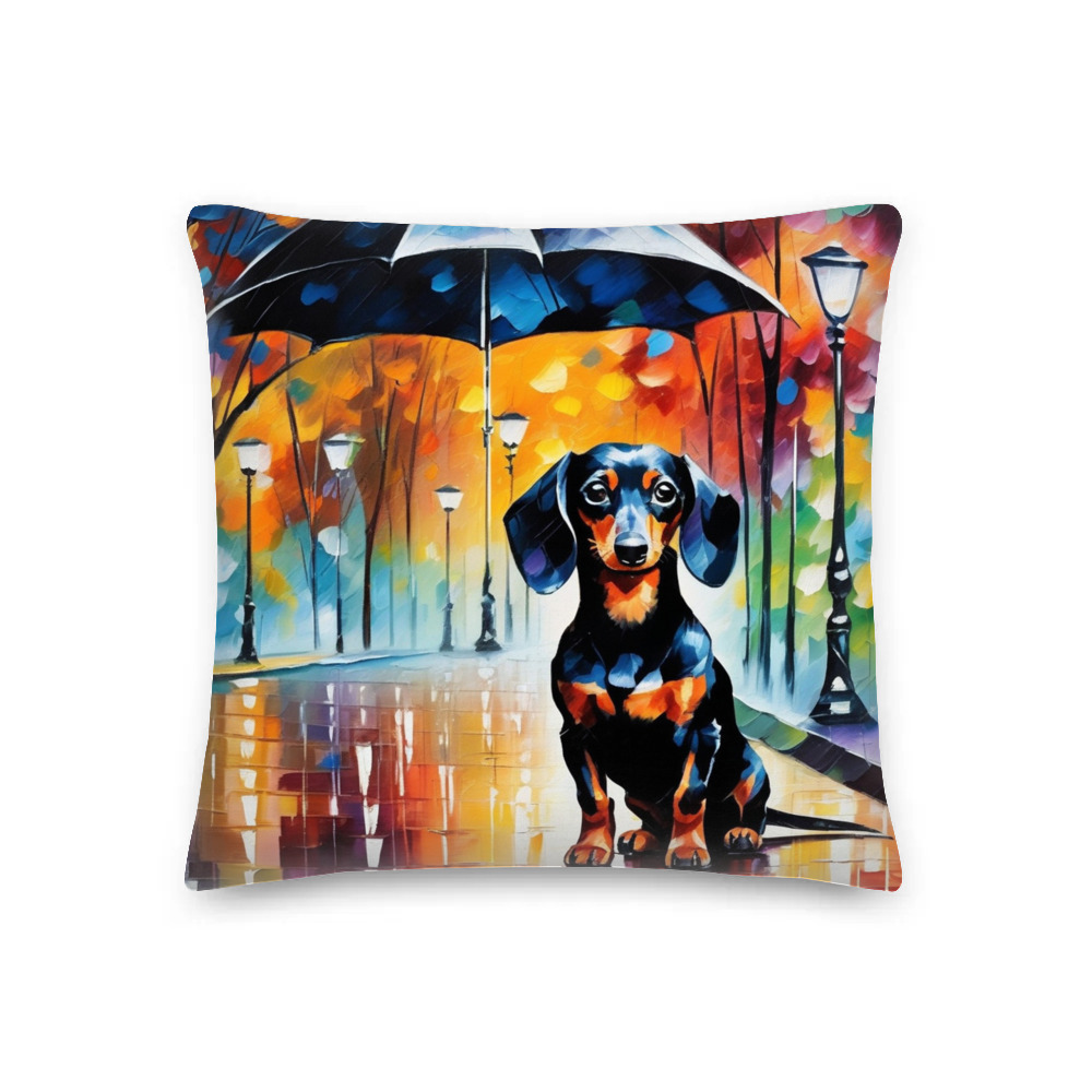 PugMug Custom Black Dachshund Premium Pillow