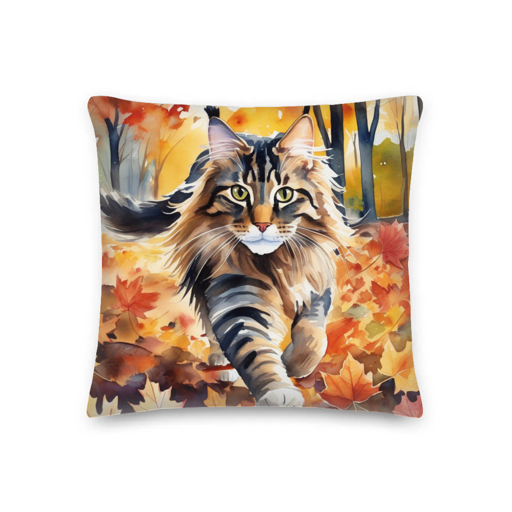 PugMug Custom Tabby Maine Coon Cat Premium Pillow