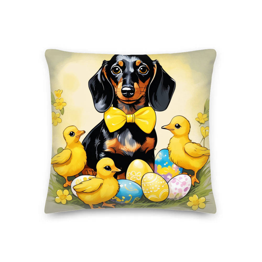 PugMug Custom Black Dachshund Premium Pillow
