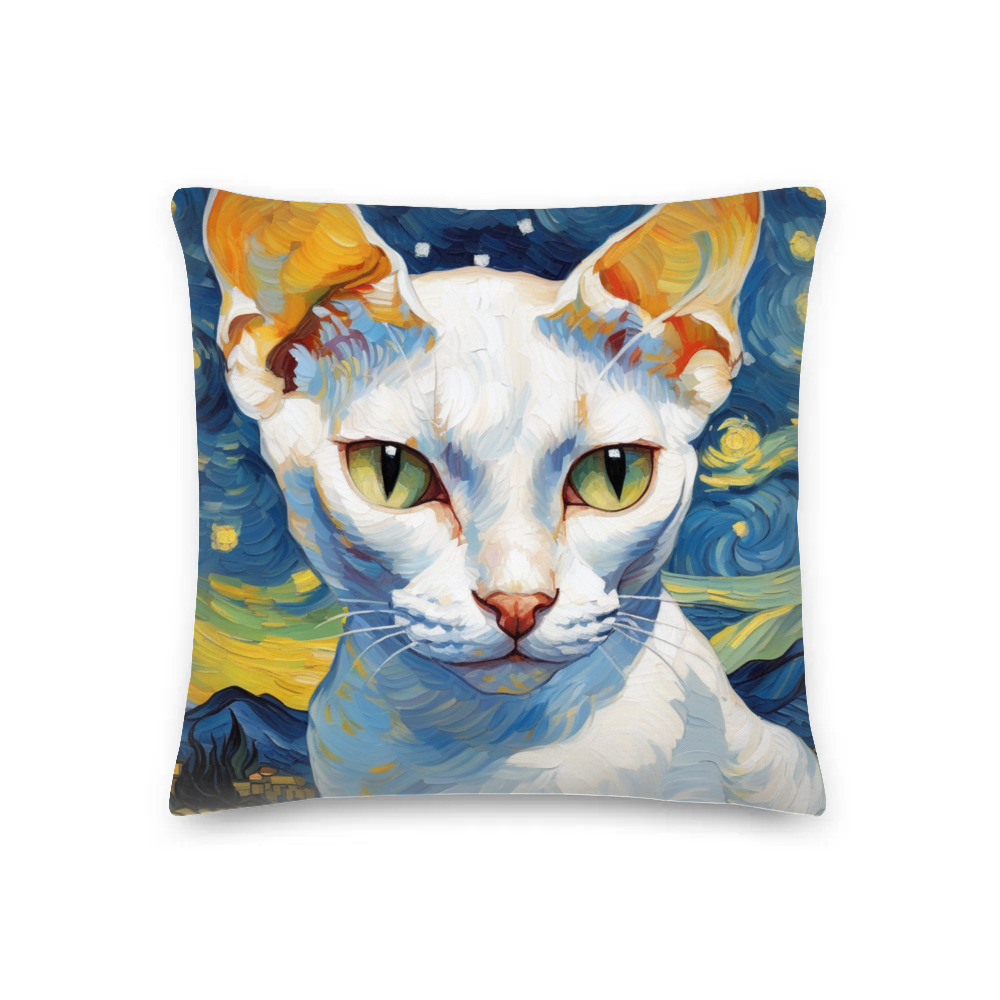 PugMug Custom White Devon Rex Cat Premium Pillow
