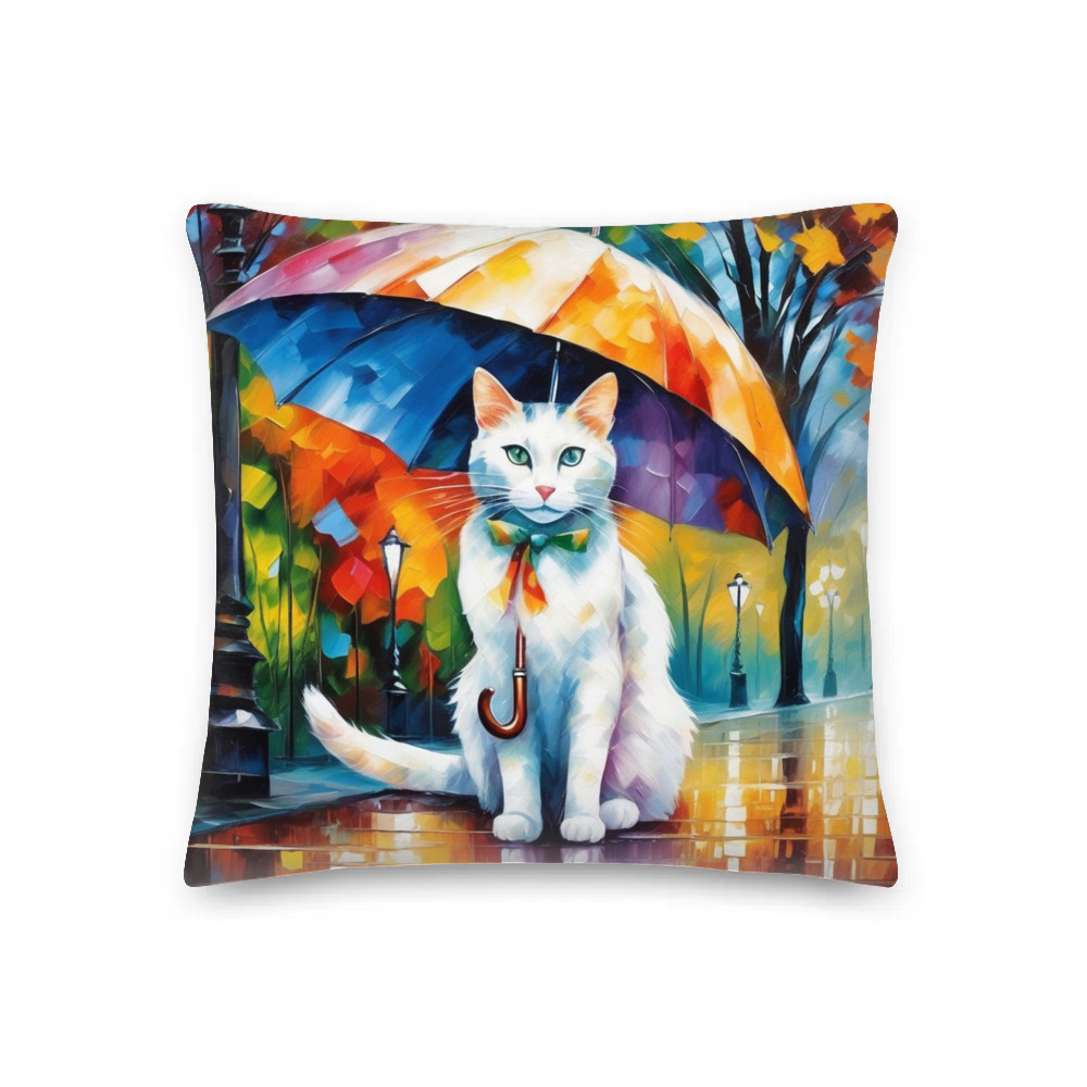 PugMug Custom White Companion Cat Premium Pillow