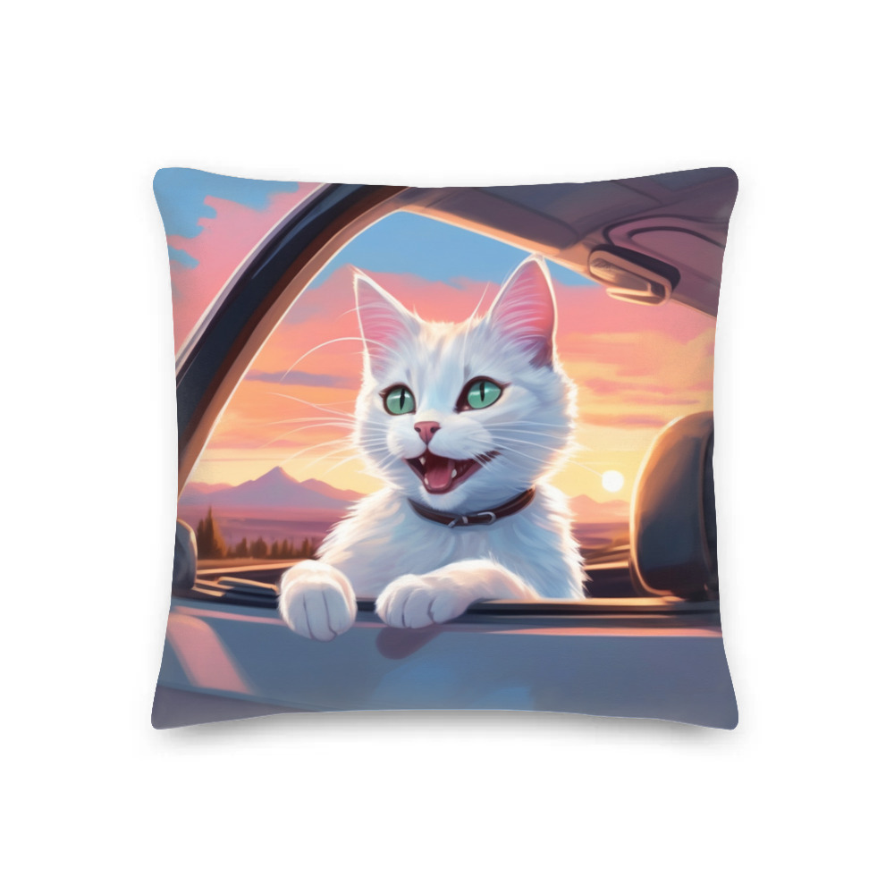 PugMug Custom White Companion Cat Premium Pillow