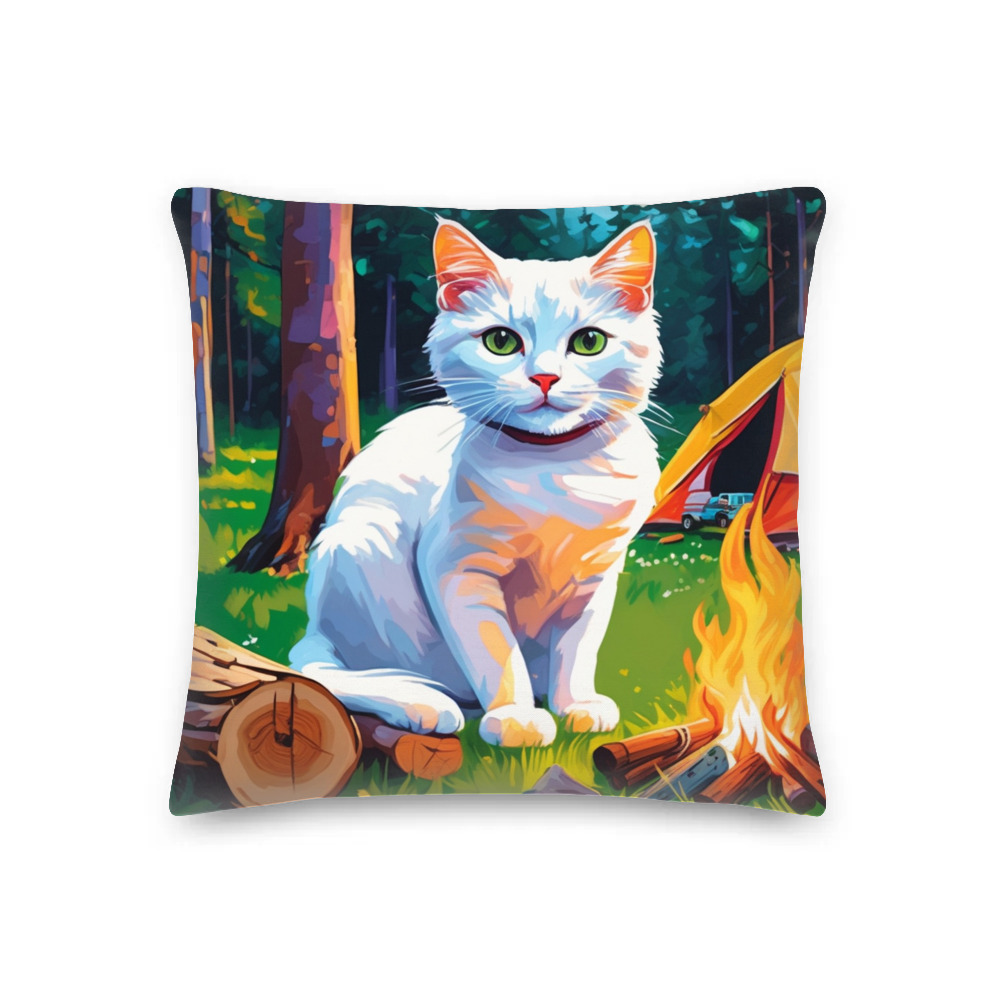 PugMug Custom White Companion Cat Premium Pillow