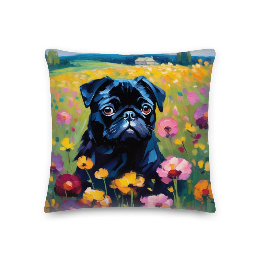 PugMug Custom Black Pug Premium Pillow