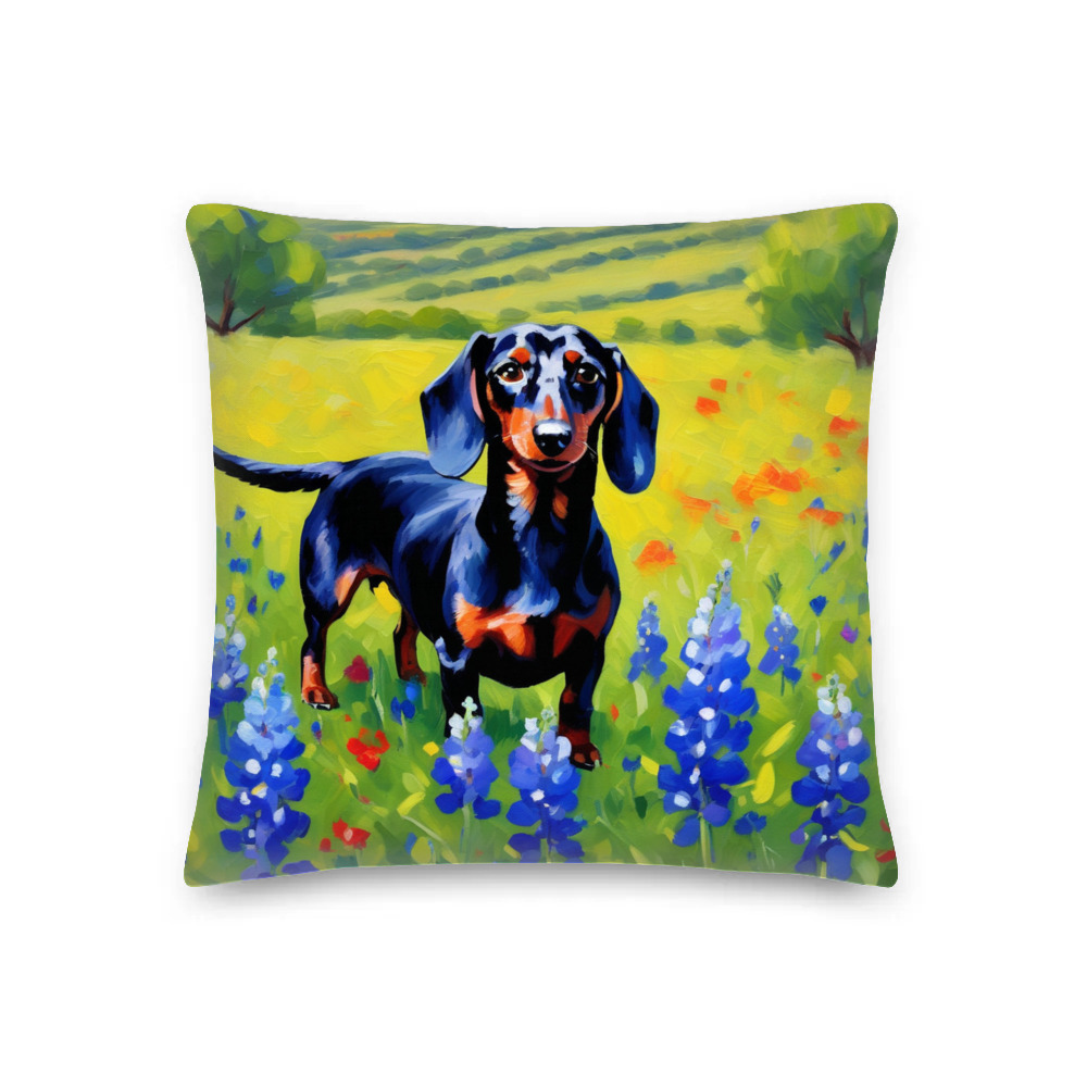 PugMug Custom Black Dachshund Premium Pillow