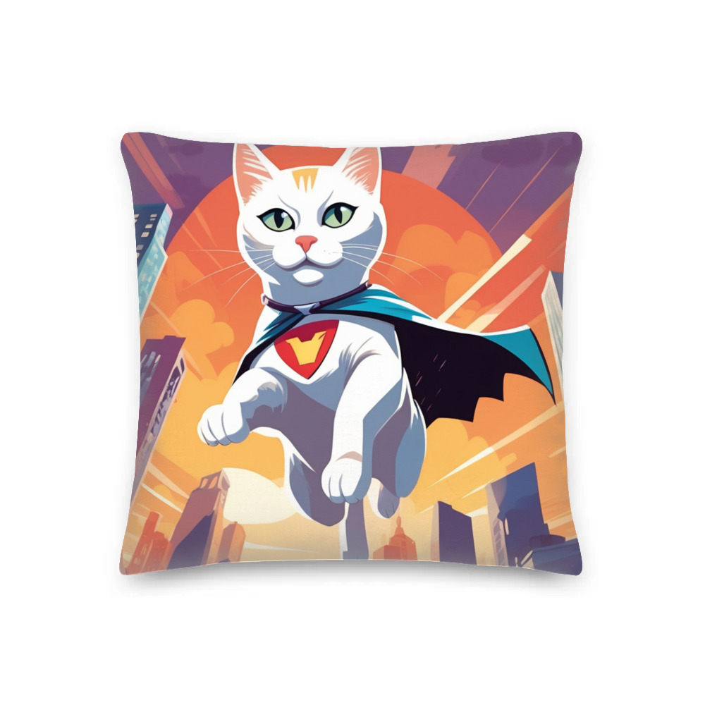 PugMug Custom White Companion Cat Premium Pillow