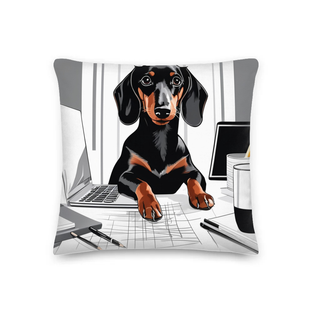 PugMug Custom Black Dachshund Premium Pillow