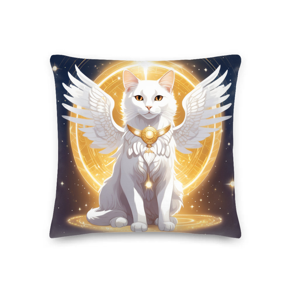 PugMug Custom White Companion Cat Premium Pillow