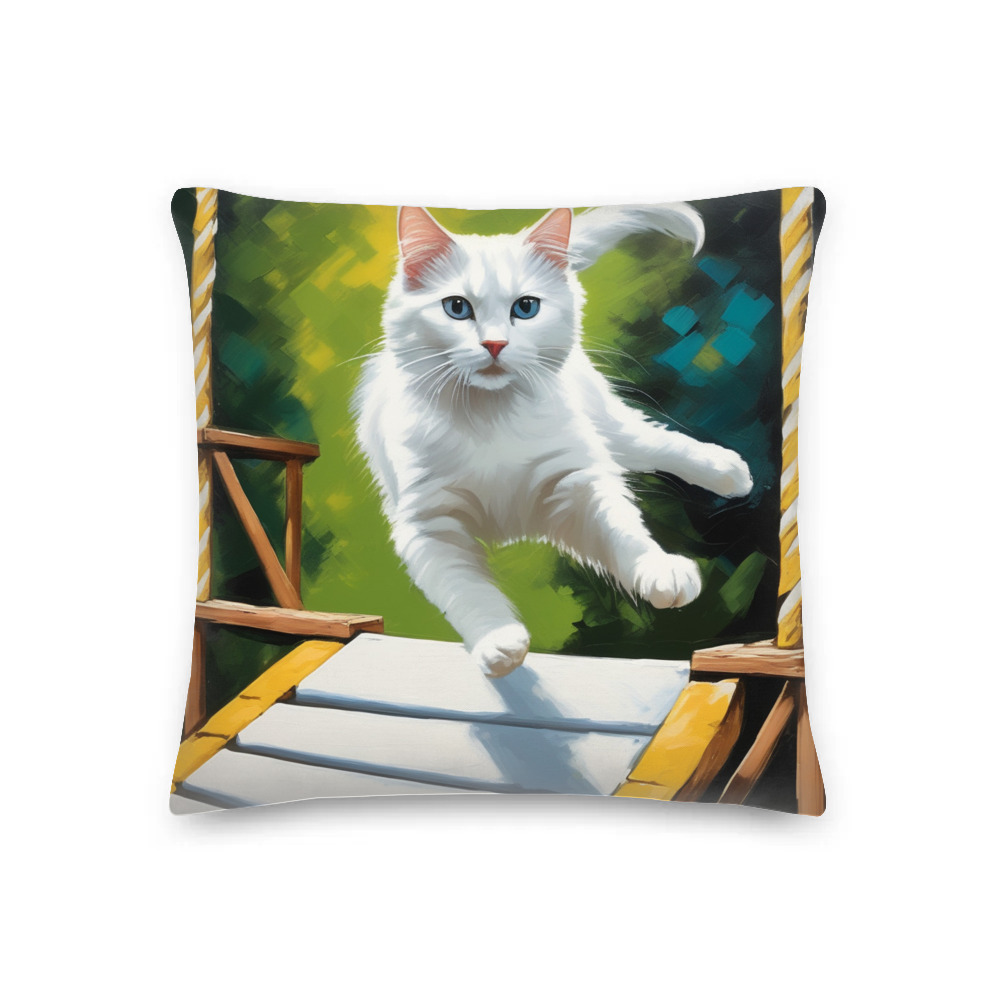 PugMug Custom White Companion Cat Premium Pillow
