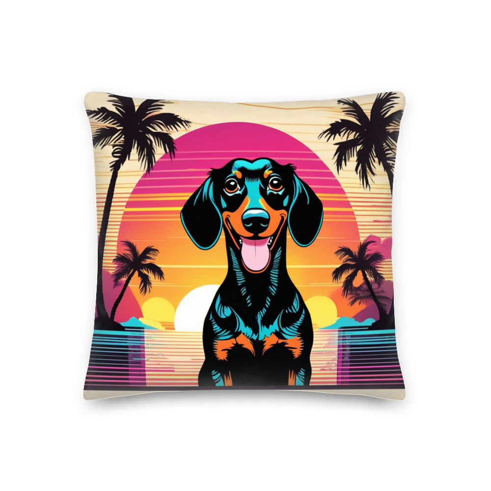 PugMug Custom Black Dachshund Premium Pillow